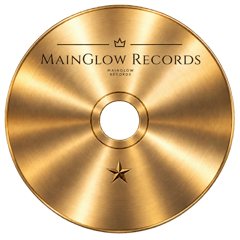 Goldene CD mit dem MainGlow Records Logo